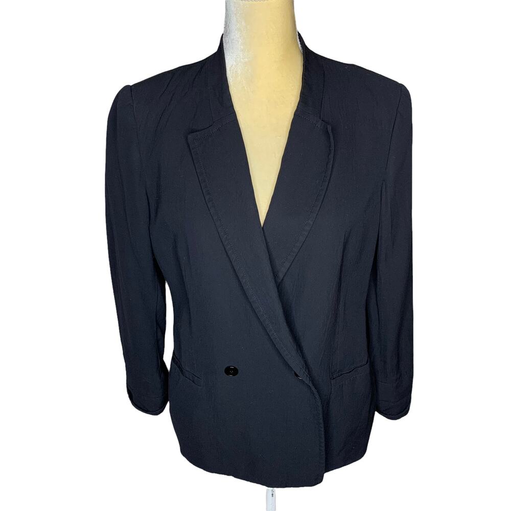 Theory Bastian Pax Double Breasted Black Casual Blazer Size 12